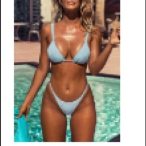NWT Blue Triangle drawstring Bikini